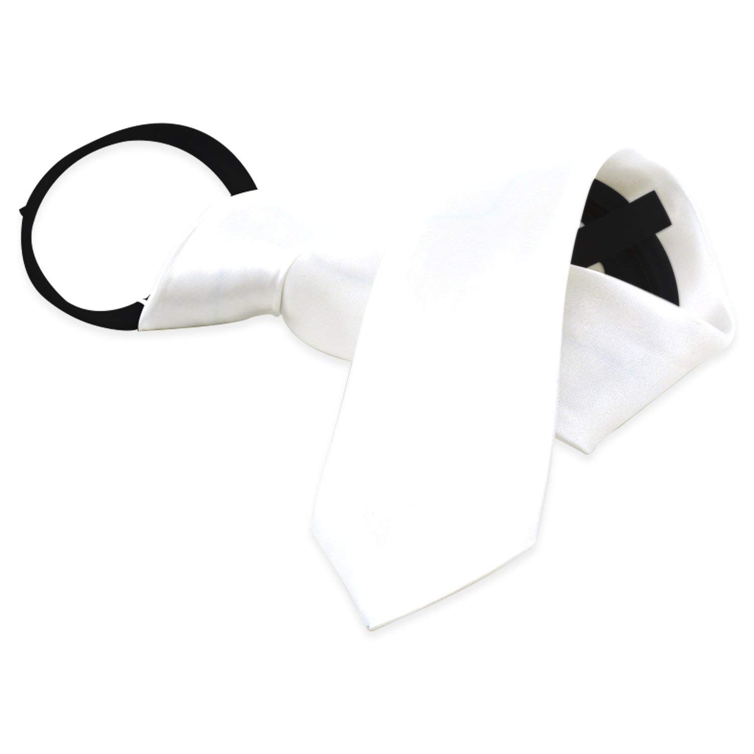 Boys Solid Color Zipper Tie 15 inch//19 inch Polyester Satin Zipper Neckties by Aurya